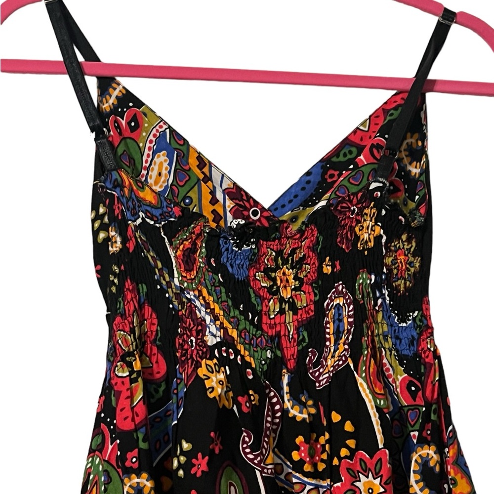 Black Sleeveless Multi Colored Paisley Dress Women’s - Picture 8 of 9